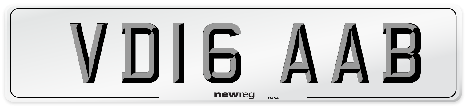 VD16 AAB Number Plate from New Reg